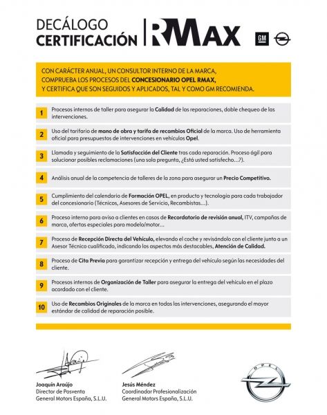 DECÁLOGO RMAX OPEL DECÁLOGO RMAX OPEL