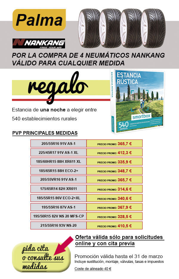 OFERTA DE NEUMÁTICOS NANKANG EN AUTOMÓVILES PALMA OFERTA DE NEUMÁTICOS NANKANG EN AUTOMÓVILES PALMA
