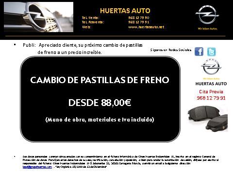 Cambio de PASTILLAS de FRENO desde 88,00€ Cambio de PASTILLAS de FRENO desde 88,00€
