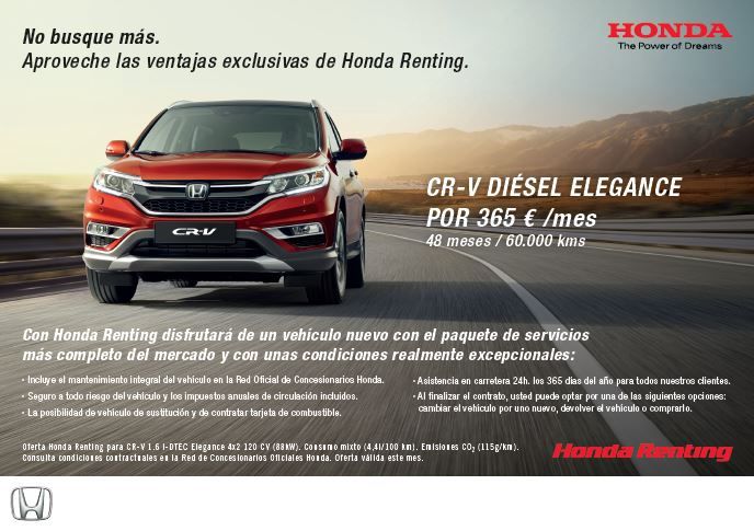 APROVÉCHESE DE LAS VENTAJAS EXCLUSIVAS DE HONDA RENTING APROVÉCHESE DE LAS VENTAJAS EXCLUSIVAS DE HONDA RENTING