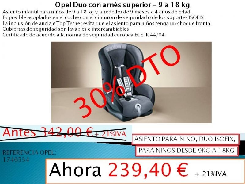 ASIENTO PARA NIÑO, DUO ISOFIX, DESDE 9KG A 18KG ASIENTO PARA NIÑO, DUO ISOFIX, DESDE 9KG A 18KG