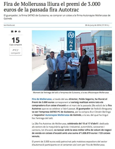 Veure més M'interessa UN COMPRADOR D'AUTO NAYOX REP 3.000 EUROS DE FIRA MOLLERUSSA Veure més M'interessa UN COMPRADOR D'AUTO NAYOX REP 3.000 EUROS DE FIRA MOLLERUSSA