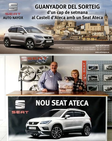 JA TENIM EL GUANYADOR DEL SORTEIG D'UN CAP DE SETMANA A ATECA JA TENIM EL GUANYADOR DEL SORTEIG D'UN CAP DE SETMANA A ATECA