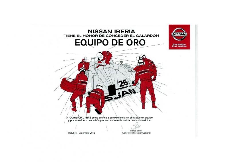 Comercial Arre Motor recibe por segundo trimestre consecutivo el galardón del EQUIPO DE ORO Comercial Arre Motor recibe por segundo trimestre consecutivo el galardón del EQUIPO DE ORO