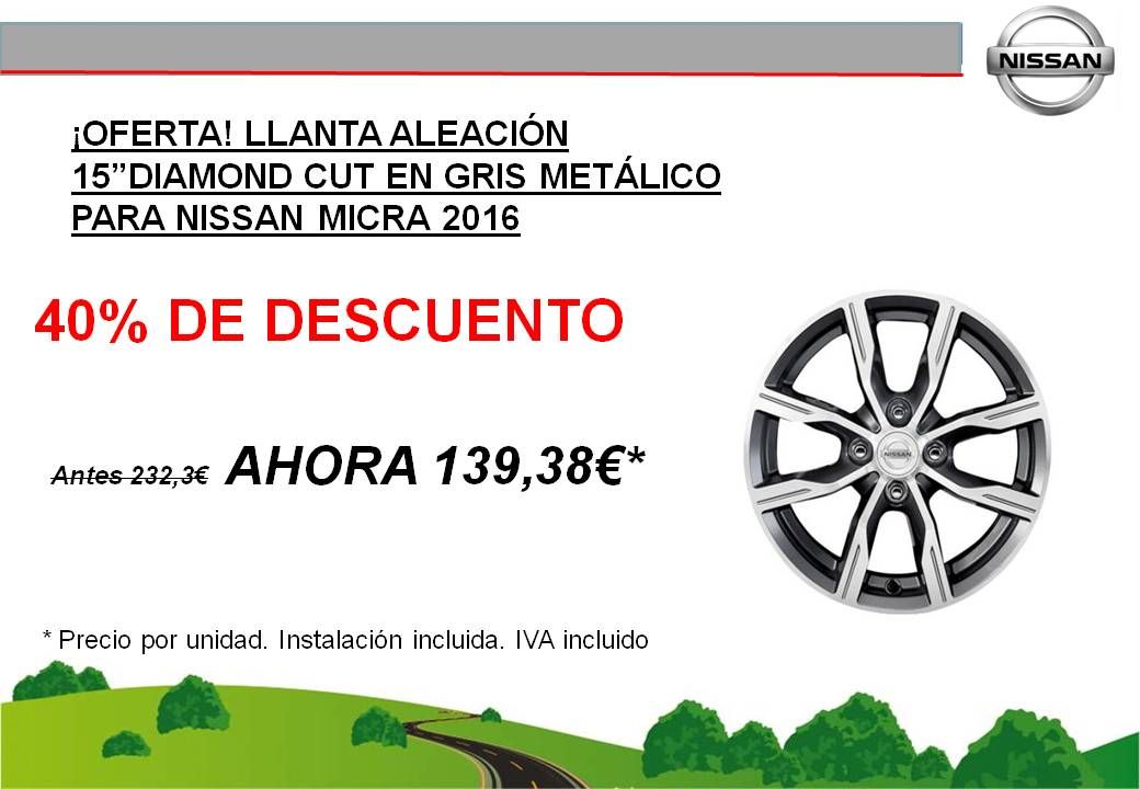 ¡OFERTA! LLANTA DE ALEACIÓN DE 15 NISSAN MICRA - 139,38€ ¡OFERTA! LLANTA DE ALEACIÓN DE 15 NISSAN MICRA - 139,38€