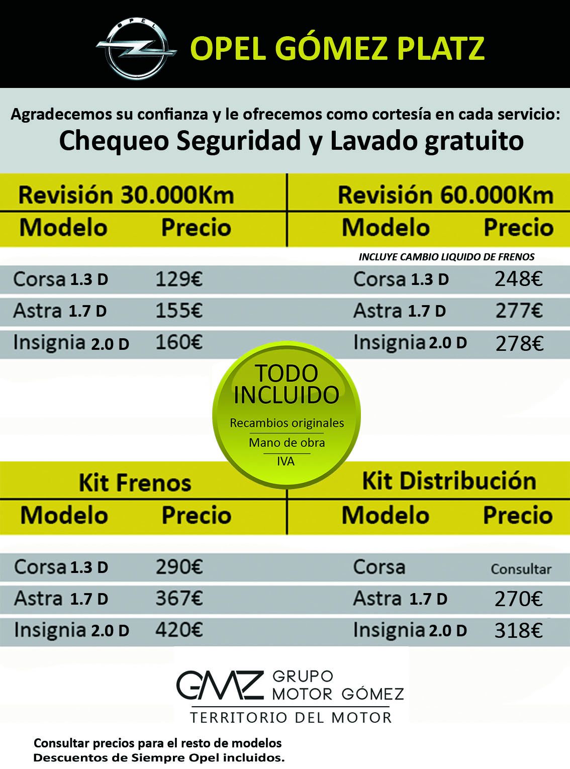 Tu Opel a punto con precios cerrados Tu Opel a punto con precios cerrados