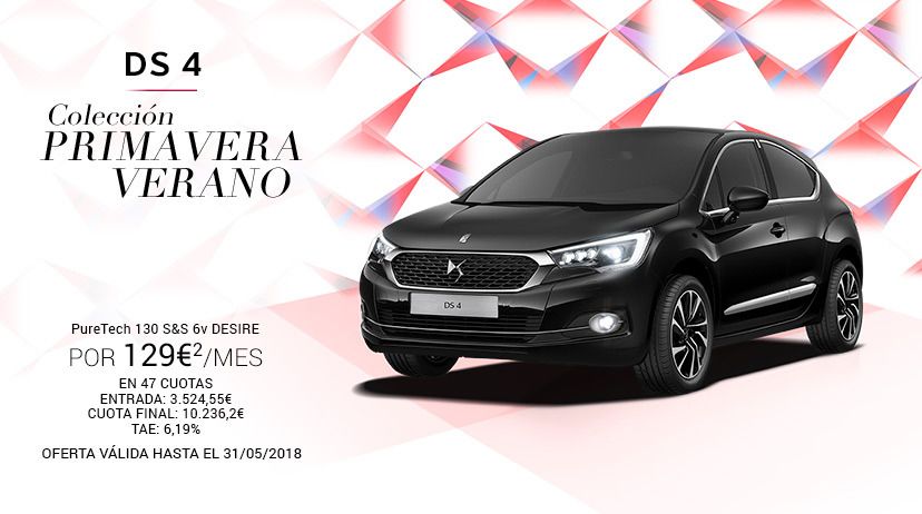 DS 4 Puretech 130 S&S 6v Desire + Pack DESIRE POR 129 € AL MES* DS 4 Puretech 130 S&S 6v Desire + Pack DESIRE POR 129 € AL MES*