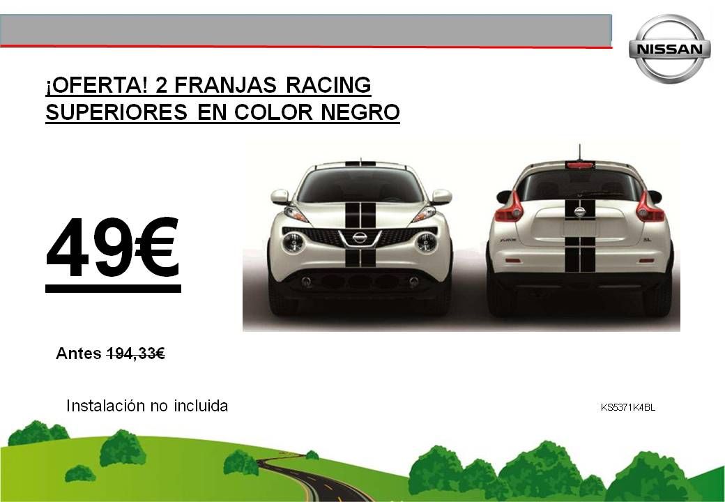 ¡OFERTA! 2 FRANJAS RACING SUPERIORES EN COLOR NEGRO JUKE - 49€ ¡OFERTA! 2 FRANJAS RACING SUPERIORES EN COLOR NEGRO JUKE - 49€