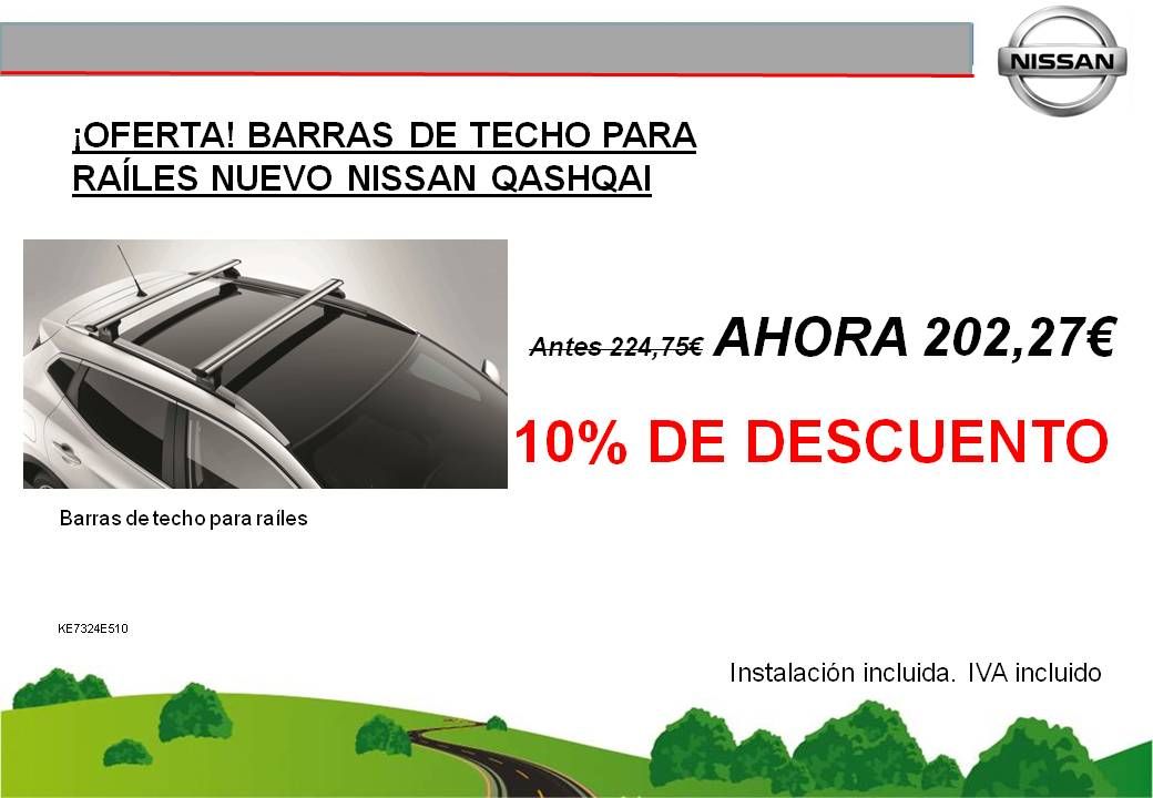 ¡OFERTA! BARRAS DE TECHO PARA RAÍLES NUEVO NISSAN QASHQAI - 202,27€ ¡OFERTA! BARRAS DE TECHO PARA RAÍLES NUEVO NISSAN QASHQAI - 202,27€