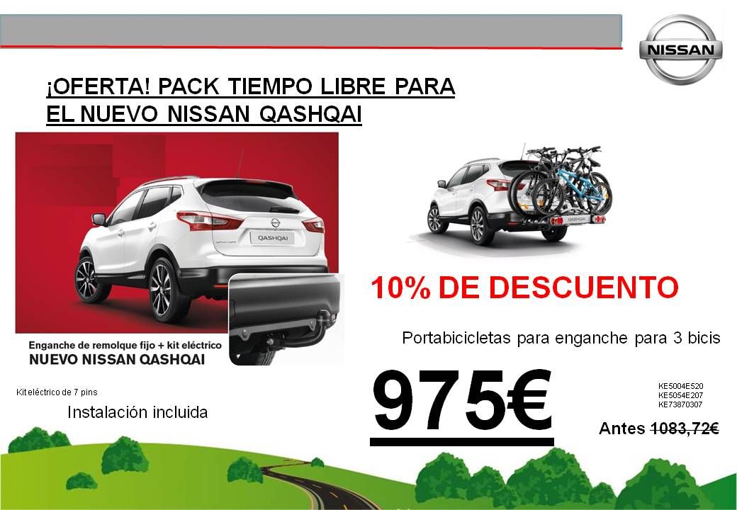 ¡OFERTA! PACK TIEMPO LIBRE NUEVO NISSAN QASHQAI - 975€ ¡OFERTA! PACK TIEMPO LIBRE NUEVO NISSAN QASHQAI - 975€
