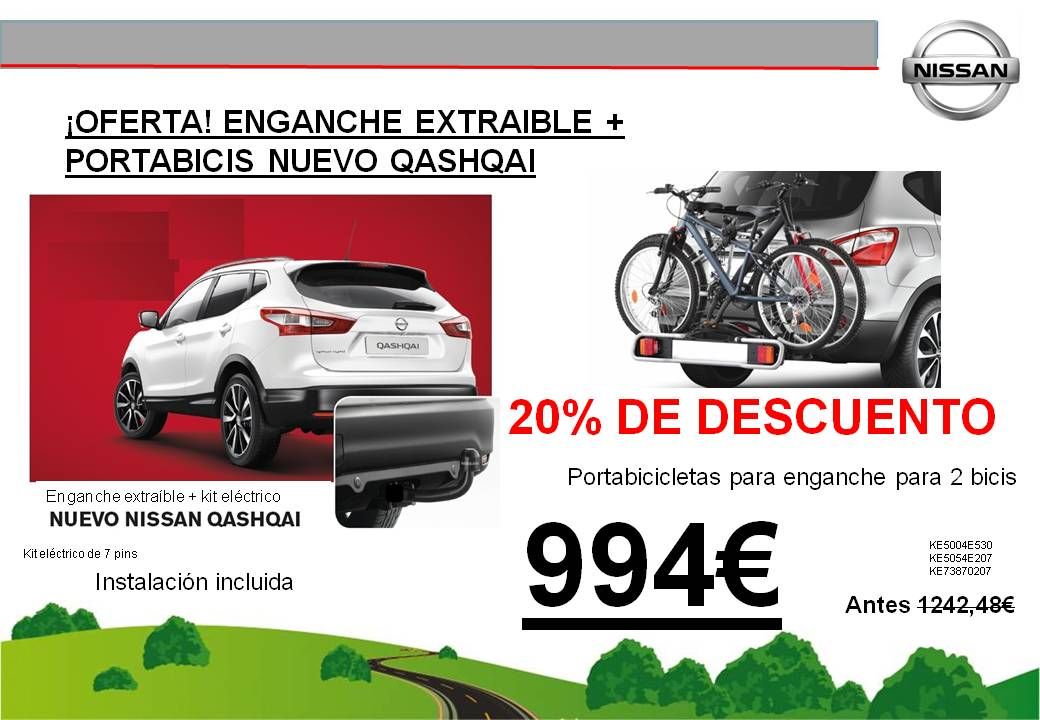 ¡OFERTA! ENGANCHE EXTRAIBLE + PORTABICIS NUEVO QASHQAI - 994€ ¡OFERTA! ENGANCHE EXTRAIBLE + PORTABICIS NUEVO QASHQAI - 994€