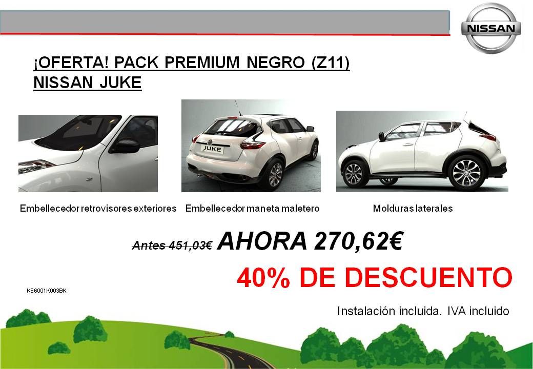 ¡OFERTA! PACK PREMIUM NEGRO (Z11) NISSAN JUKE - 270,62€ ¡OFERTA! PACK PREMIUM NEGRO (Z11) NISSAN JUKE - 270,62€