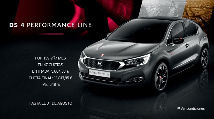 DS 4 PureTech 130 S&S 6V PERFORMANCE Line POR 139 € AL MES* DS 4 PureTech 130 S&S 6V PERFORMANCE Line POR 139 € AL MES*