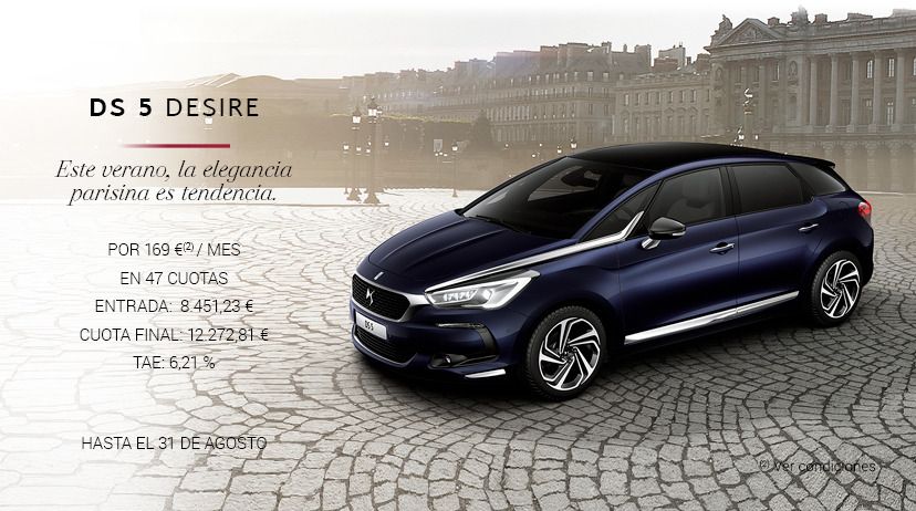 DS 5 BlueHDI 120 S&S 6v Desire POR 169 € AL MES* DS 5 BlueHDI 120 S&S 6v Desire POR 169 € AL MES*