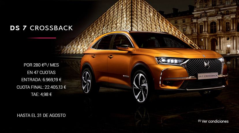 DS 7 CROSSBACK BlueHDi 180 Automático SO CHIC por 280 € /mes* DS 7 CROSSBACK BlueHDi 180 Automático SO CHIC por 280 € /mes*