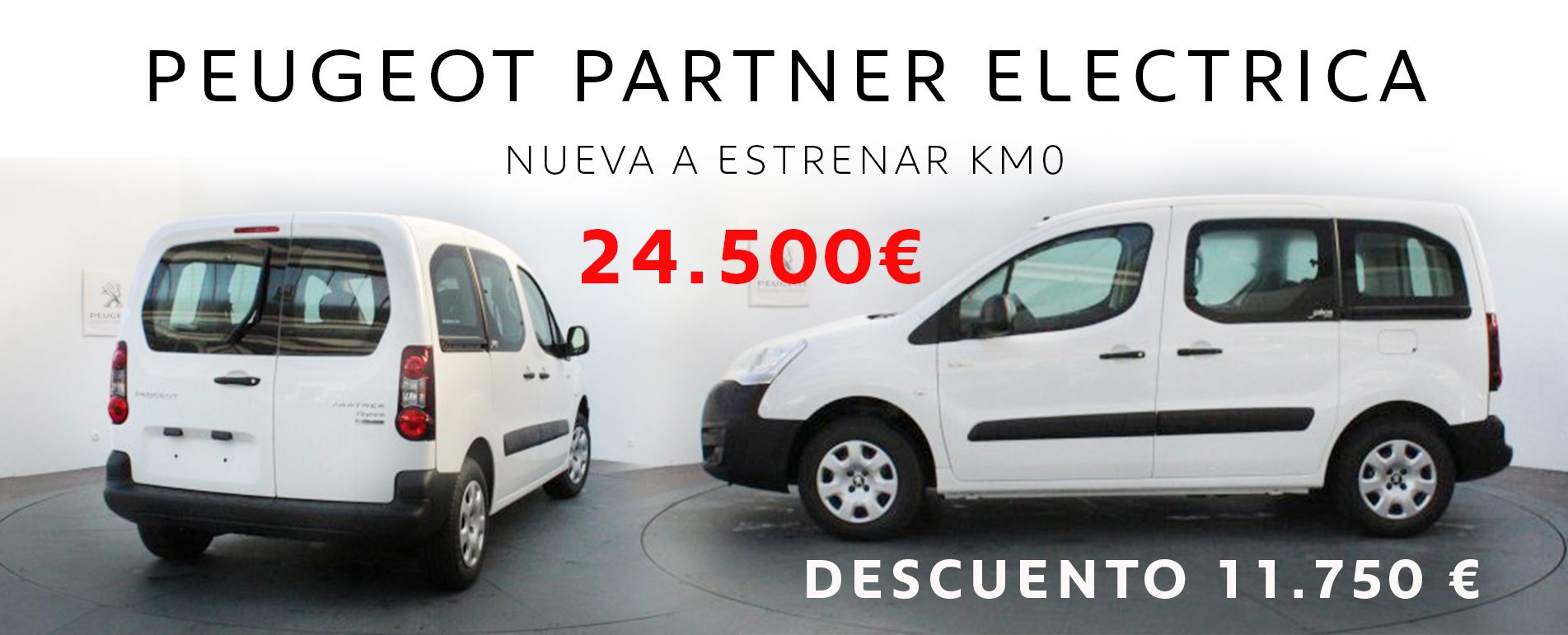 Peugeot Partner Eléctrica con 11.750 € de descuento Peugeot Partner Eléctrica con 11.750 € de descuento