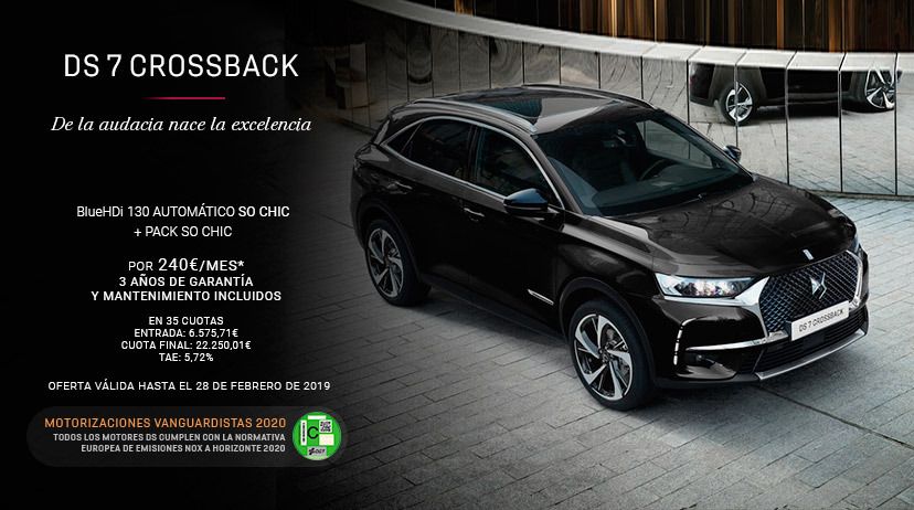 DS 7 CROSSBACK BlueHDi 130 Automático SO CHIC + Pack SO CHIC DS 7 CROSSBACK BlueHDi 130 Automático SO CHIC + Pack SO CHIC