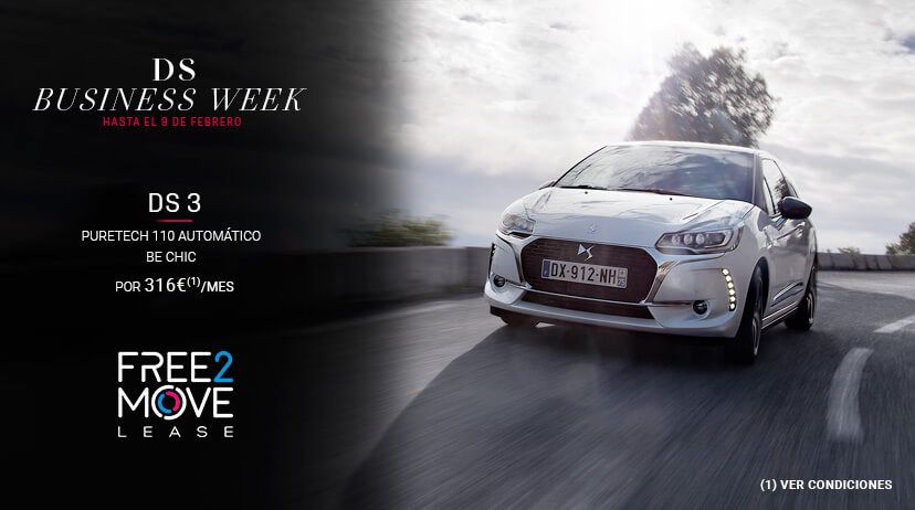 DS BUSINESS: DS 3 PureTech 110 Automático BE CHIC en RENTING por 316 € /mes* DS BUSINESS: DS 3 PureTech 110 Automático BE CHIC en RENTING por 316 € /mes*