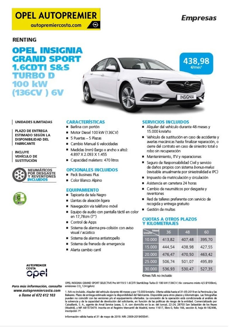 Llévate un Opel Insignia con el programa Reting por 438,98€/mes Llévate un Opel Insignia con el programa Reting por 438,98€/mes