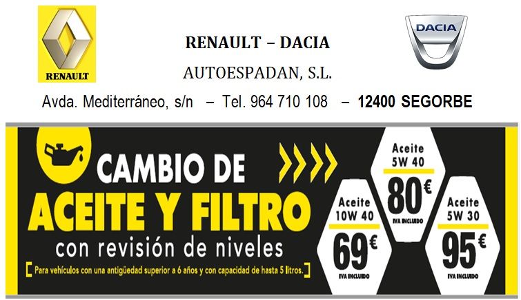 OFERTA ESPECIAL CAMBIO DE ACEITE Y FILTRO CON REVISION DE NIVELES OFERTA ESPECIAL CAMBIO DE ACEITE Y FILTRO CON REVISION DE NIVELES