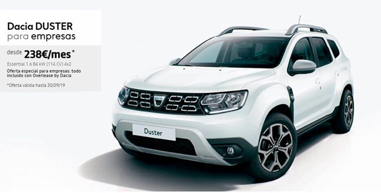 DACIA DUSTER desde 238€/mes* oferta válida hasta 30/09/19 DACIA DUSTER desde 238€/mes* oferta válida hasta 30/09/19