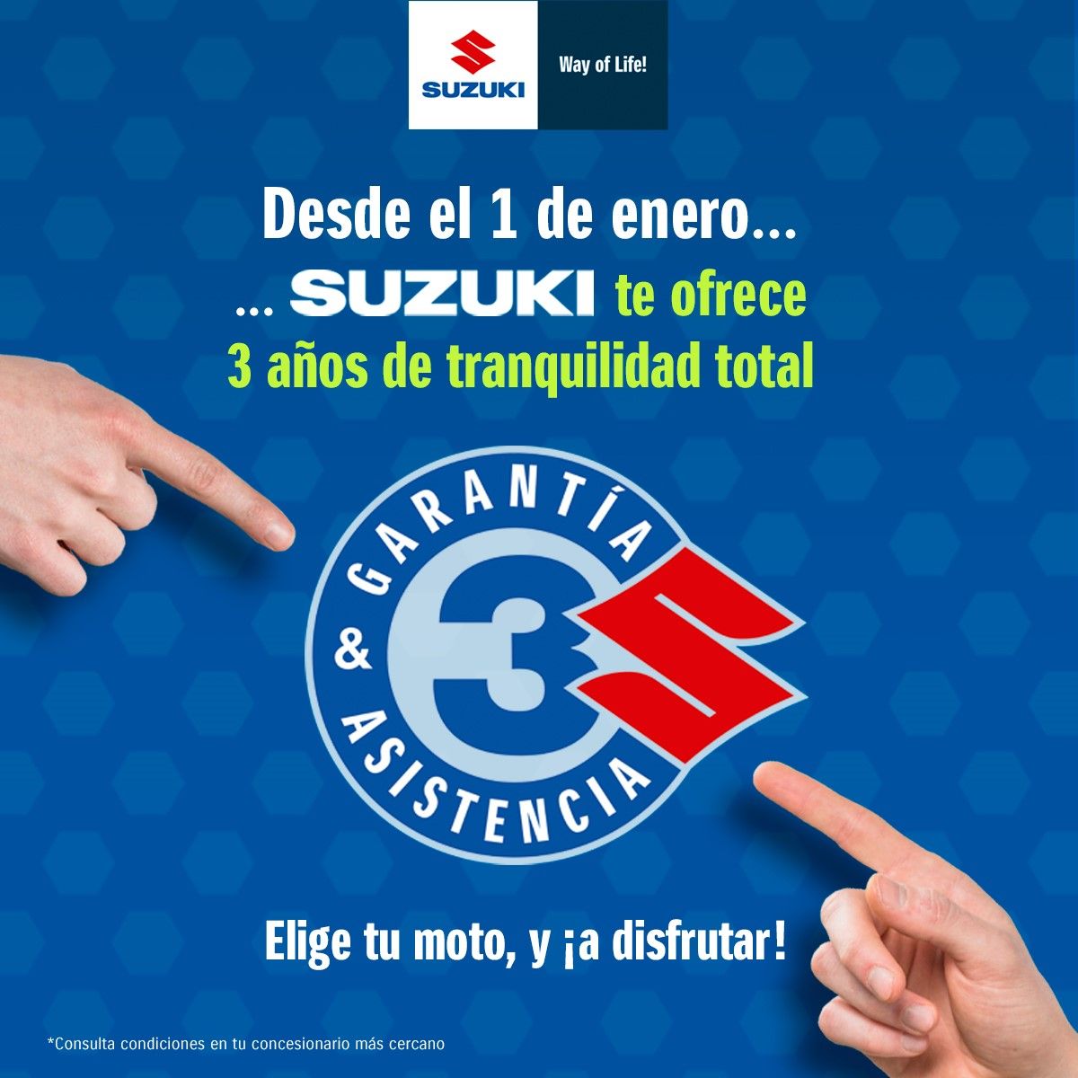 Suzuki te ofrece 3 años de tranquilidad total Suzuki te ofrece 3 años de tranquilidad total
