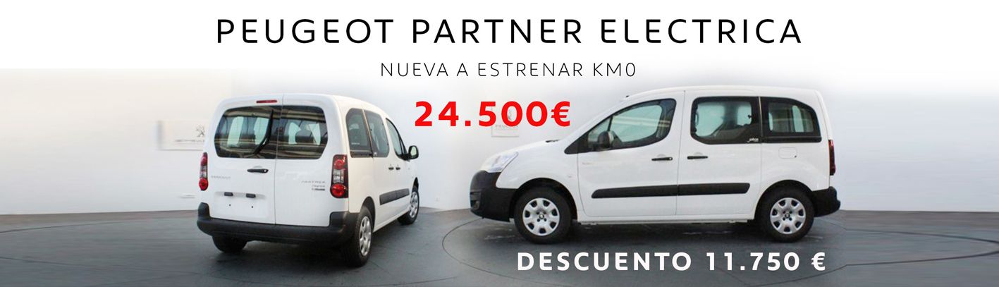 Peugeot Partner Eléctrica POR 24.500 € con 11.750 € de descuento Peugeot Partner Eléctrica POR 24.500 € con 11.750 € de descuento