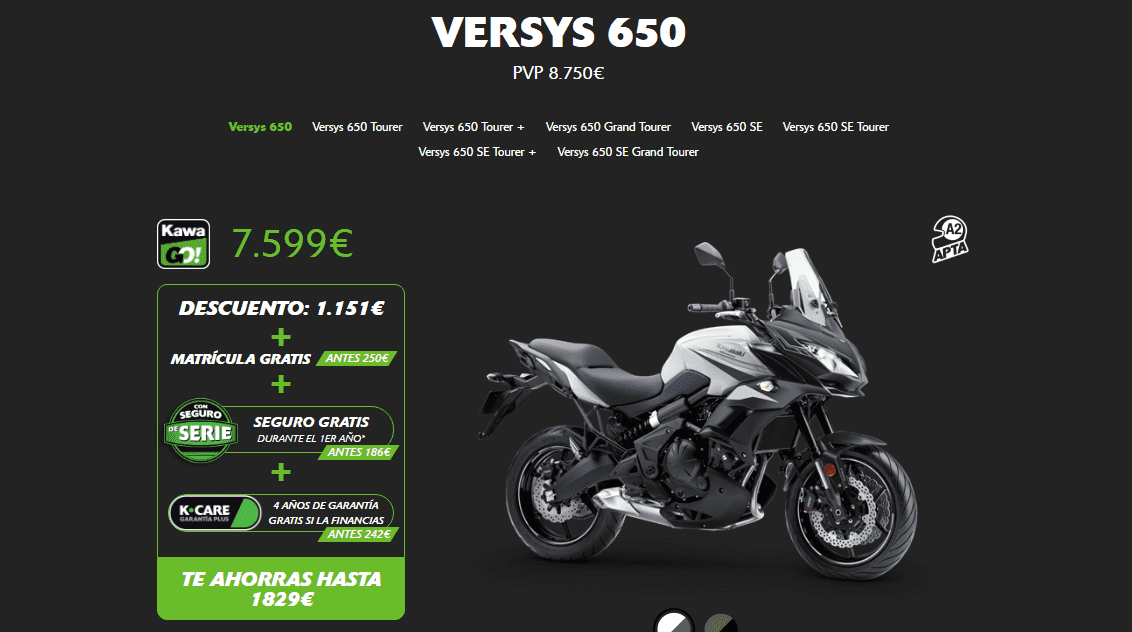 OFERTA KAWASAKI VERSYS 650 POR SOLO 7.599€ OFERTA KAWASAKI VERSYS 650 POR SOLO 7.599€