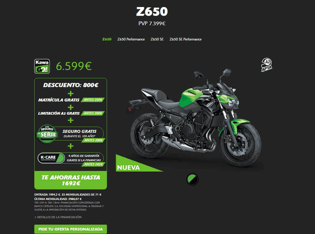 PROMOCION KAWASAKI Z650 POR SOLO 6.599€ PROMOCION KAWASAKI Z650 POR SOLO 6.599€