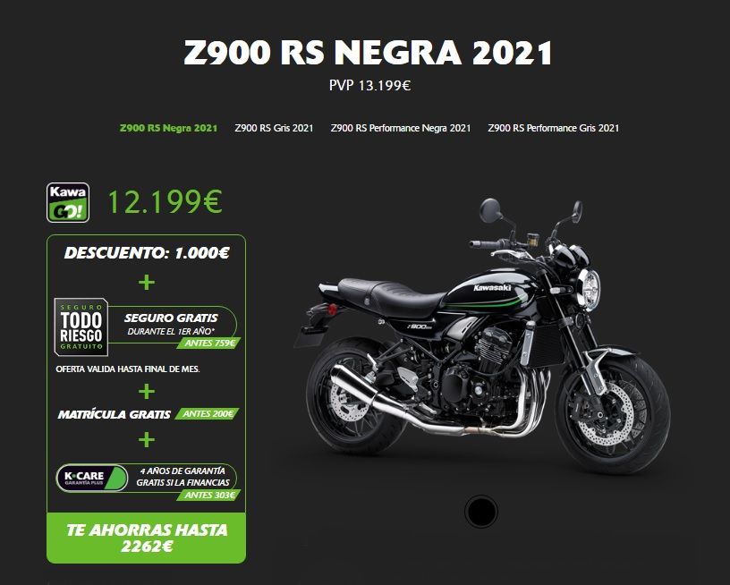 PROMOCION KAWASAKI Z900 RS NEGRA 2021 PROMOCION KAWASAKI Z900 RS NEGRA 2021