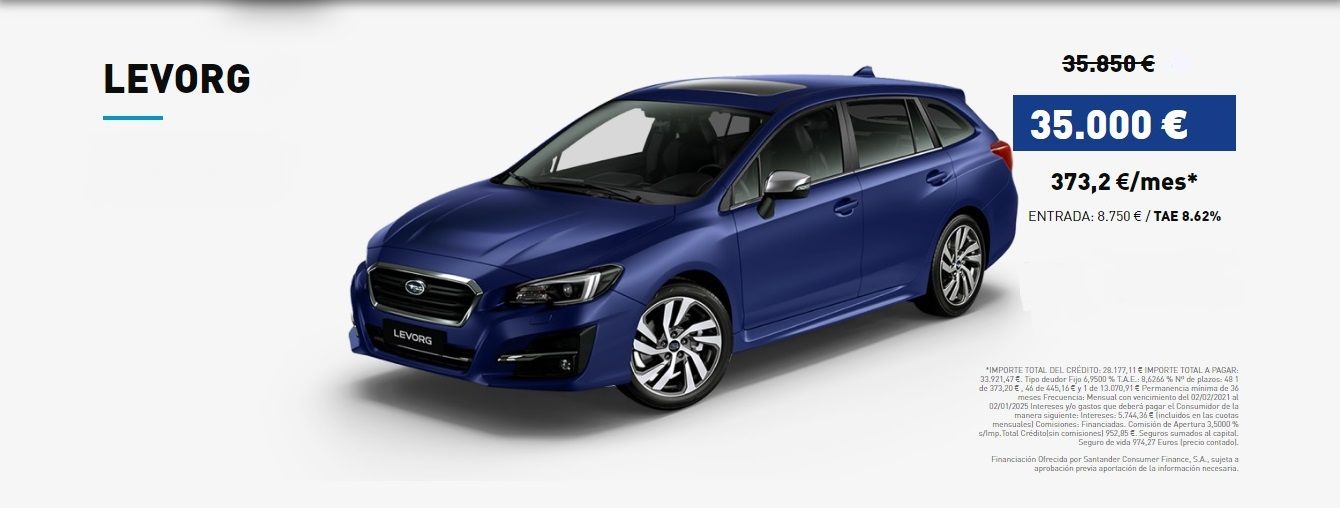 SUBARU LEVORG DESDE 373,20€/MES SUBARU LEVORG DESDE 373,20€/MES