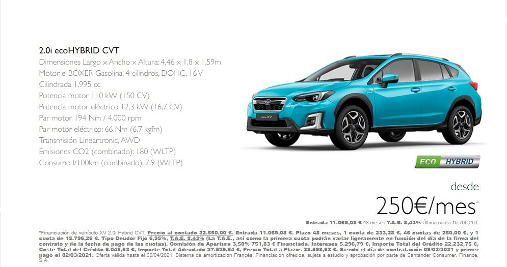 SUBARU XV DESDE SOLO 250€ AL MES SUBARU XV DESDE SOLO 250€ AL MES