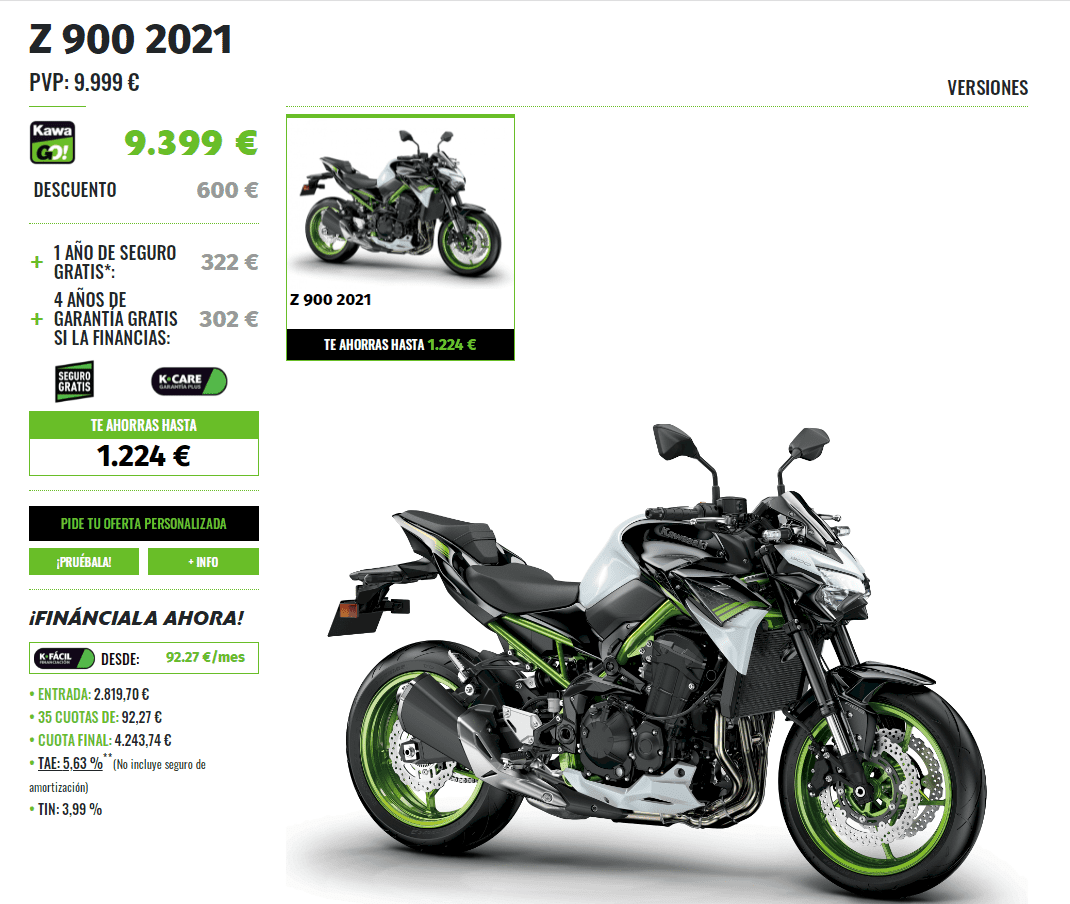 PROMOCION KAWASAKI Z900 2021 PROMOCION KAWASAKI Z900 2021