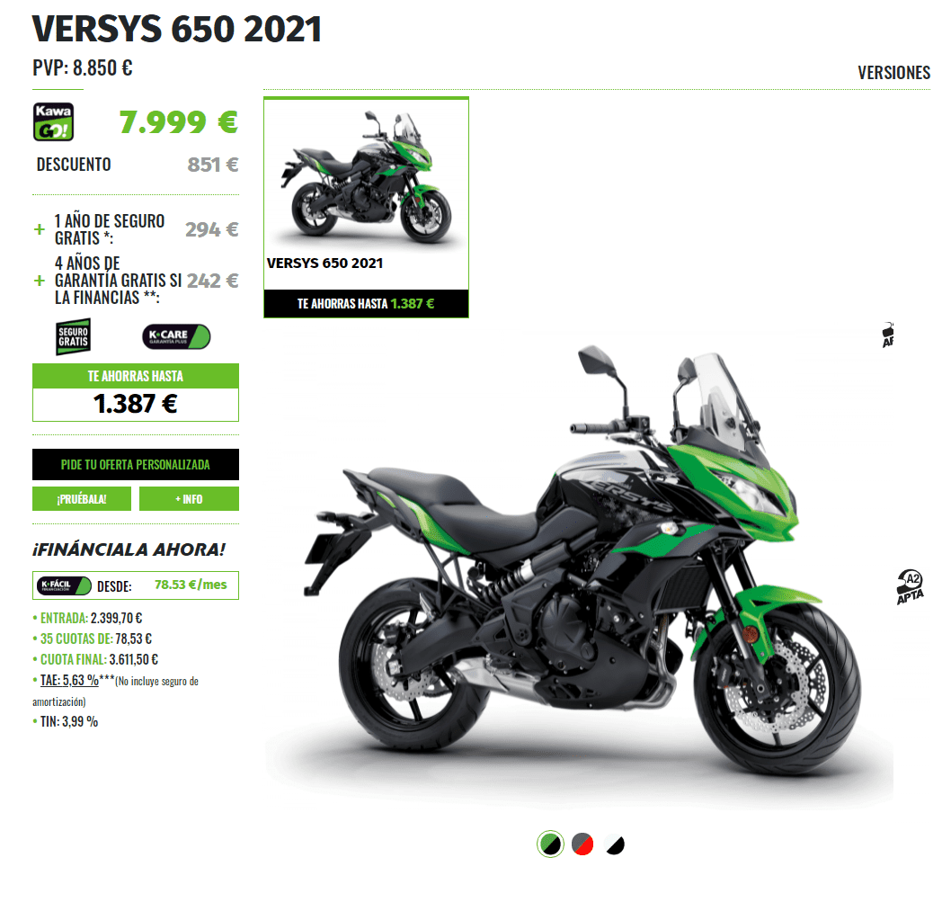 OFERTA KAWASAKI VERSYS 650 2021 POR SOLO 7.999€ OFERTA KAWASAKI VERSYS 650 2021 POR SOLO 7.999€