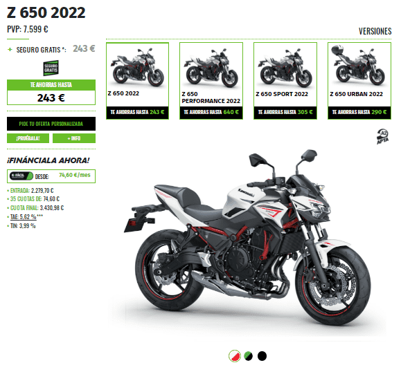 PROMOCION KAWASAKI Z650 2022 DESDE 7.599€ PROMOCION KAWASAKI Z650 2022 DESDE 7.599€