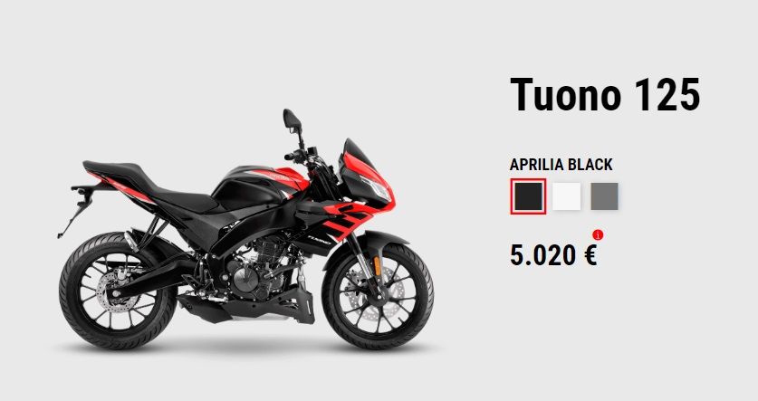 OFERTA APRILIA TUONO 125 OFERTA APRILIA TUONO 125
