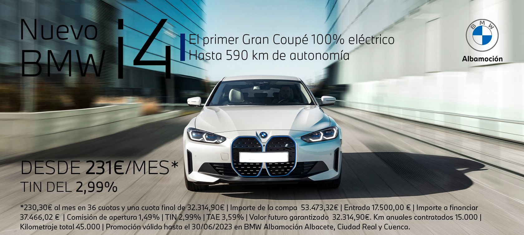 ¡¡El nuevo BMW i4 100% eléctrico puede ser tuyo por tan solo 231€/mes en Albamoción!! ¡¡El nuevo BMW i4 100% eléctrico puede ser tuyo por tan solo 231€/mes en Albamoción!!