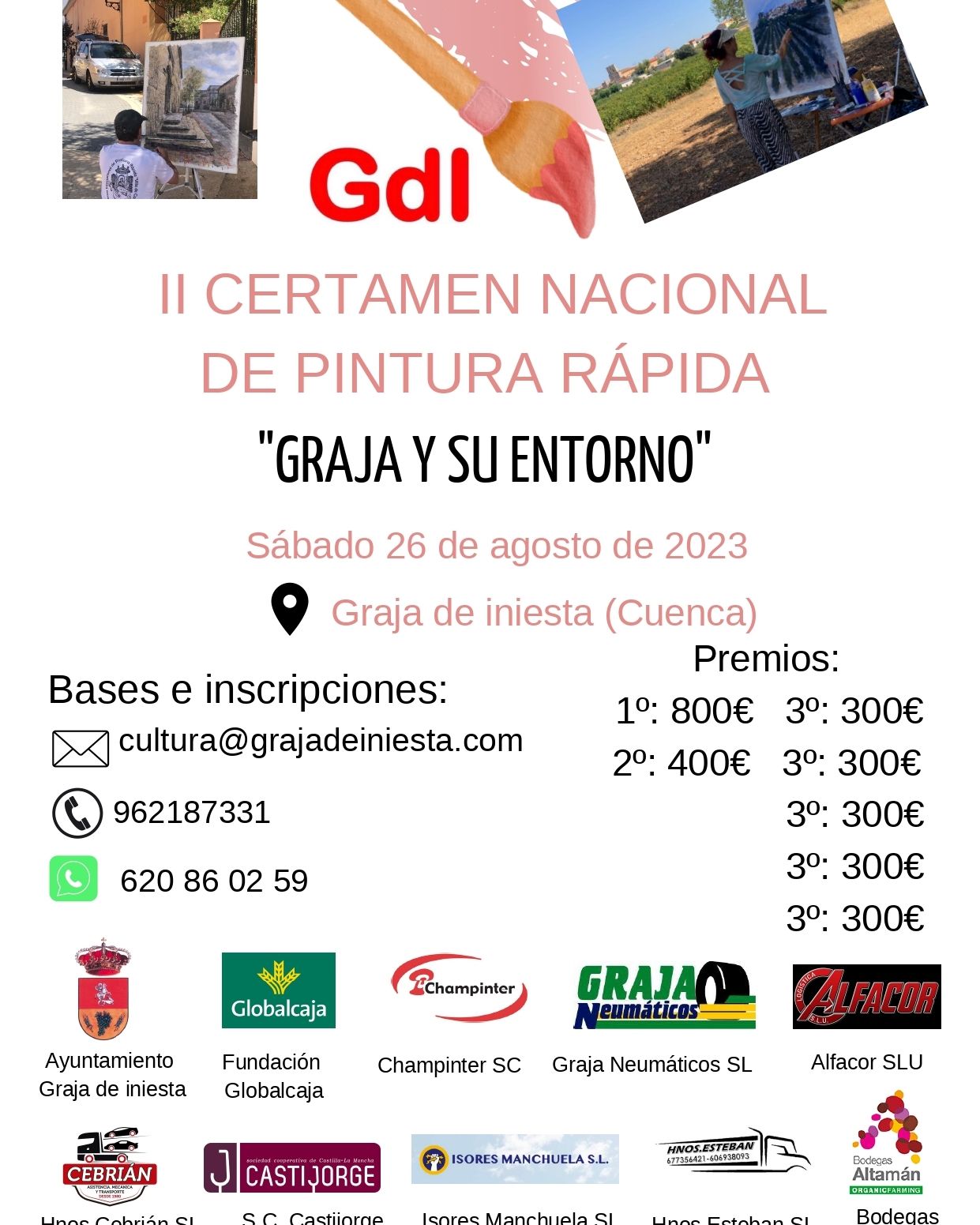 Colaboramos con el II Certamen Nacional de Pintura Rápida de Graja de Iniesta Colaboramos con el II Certamen Nacional de Pintura Rápida de Graja de Iniesta